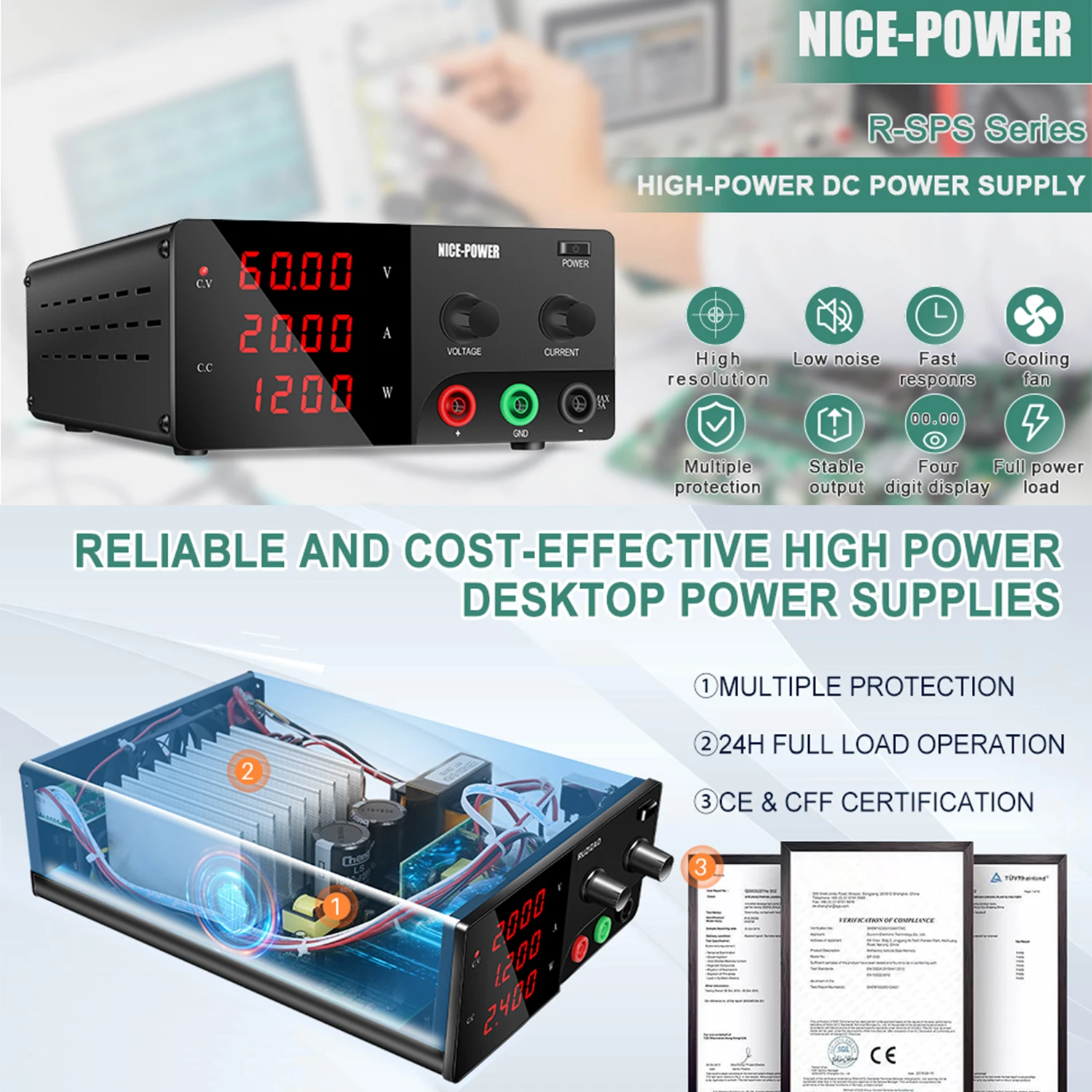Source d'alimentation de banc  - High Power 60V 20A Bench Power Supply avis et prix